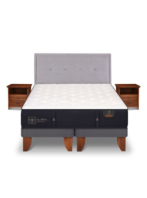 Cama Europea Premium 2 Plazas Base Dividida Ganges + Set Muebles-2
