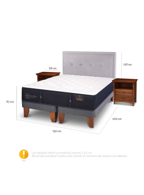 Cama Europea Premium 2 Plazas Base Dividida Ganges + Set Muebles-1