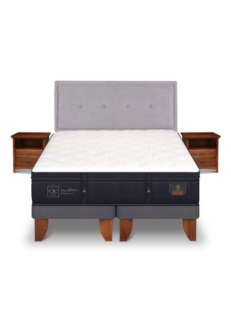 Cama Europea Super Premium 2 Plazas Base Dividida Ganges + Set Muebles-2