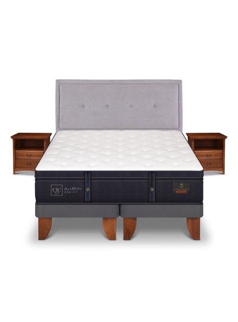 Cama Europea Grand Premium 2 Plazas Base Dividida Ganges + Set Muebles-2