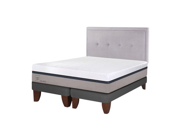 Cama Europea Balance 2 Plazas Base Dividida + Respaldo Ganges-0