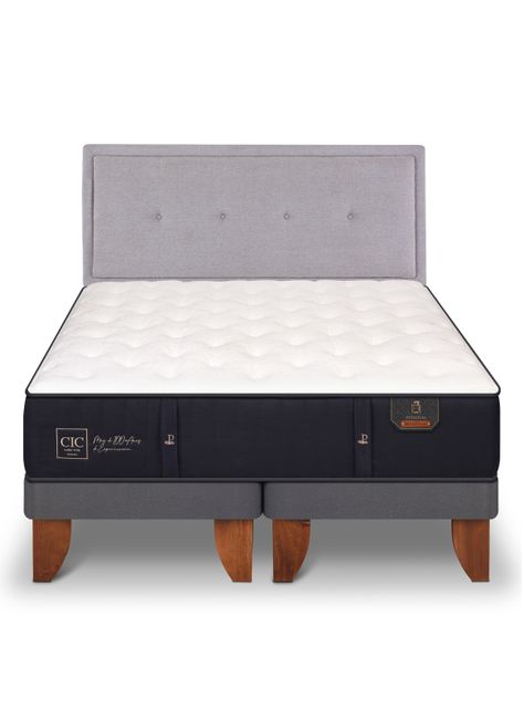 Cama Europea Premium 2 Plazas Base Dividida + Respaldo Ganges-2