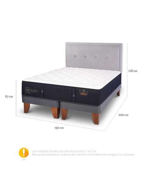 Cama Europea Premium 2 Plazas Base Dividida + Respaldo Ganges-1
