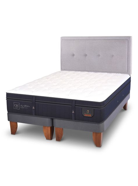 Cama Europea Super Premium 2 Plazas Base Dividida + Respaldo Ganges-0