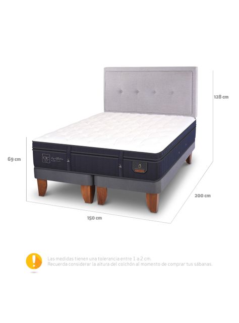 Cama Europea Super Premium 2 Plazas Base Dividida + Respaldo Ganges-1