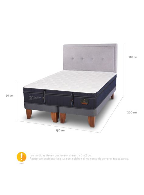 Cama Europea Grand Premium 2 Plazas Base Dividida + Respaldo Ganges-1