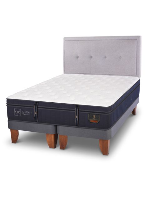 Cama Europea Grand Premium 2 Plazas Base Dividida + Respaldo Ganges-0
