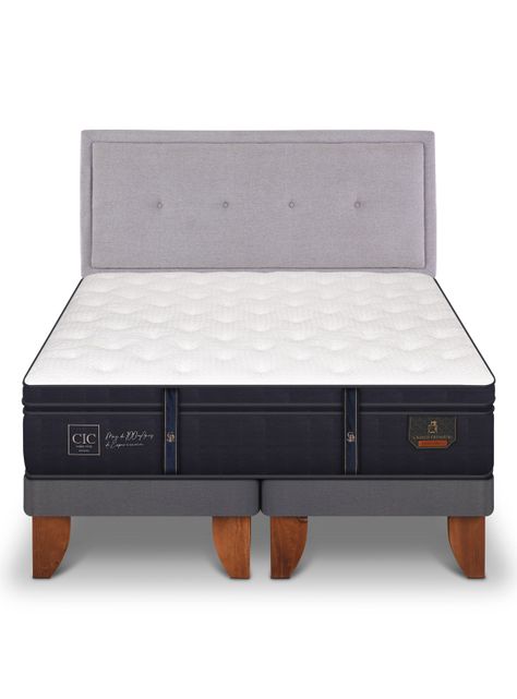 Cama Europea Grand Premium 2 Plazas Base Dividida + Respaldo Ganges-2