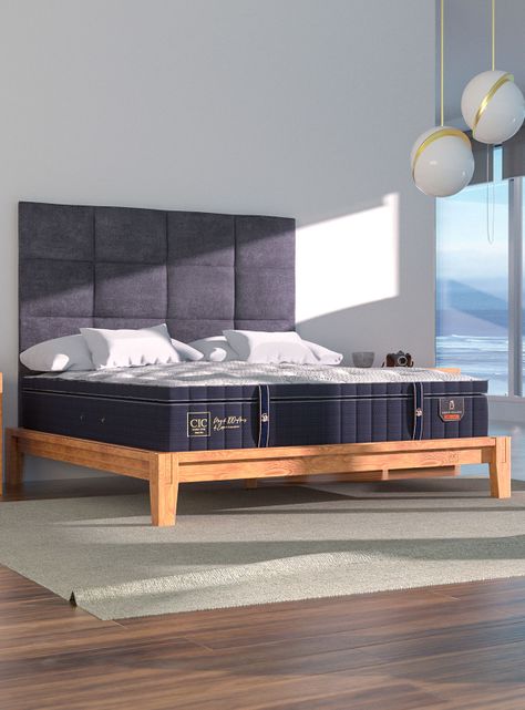Cama Europea Grand Premium 2 Plazas Base Dividida + Respaldo Ganges-4