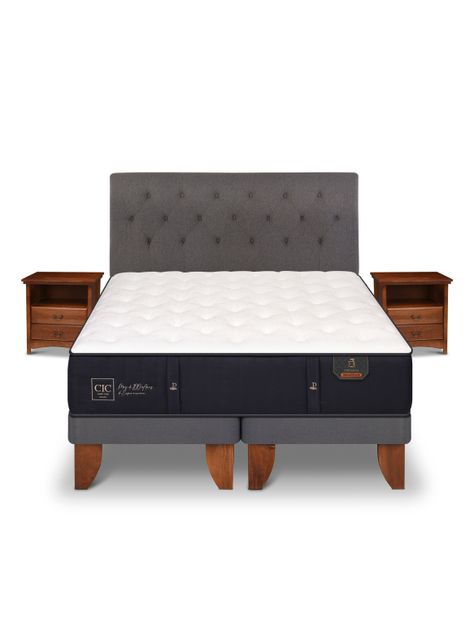 Cama Europea Premium 2 Plazas Base Dividida Kavery + Set Muebles-2