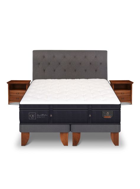 Cama Europea Super Premium 2 Plazas Base Dividida Kavery + Set Muebles-2