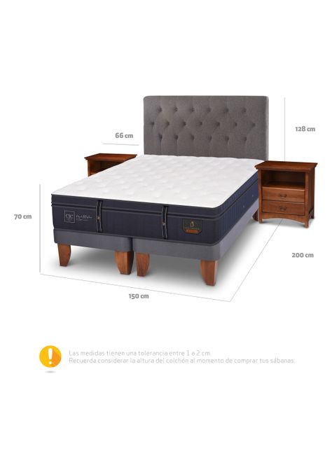 Cama Europea Grand Premium 2 Plazas Base Dividida Kavery + Set Muebles-1