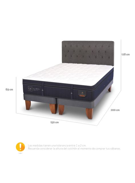 Cama Europea Super Premium 2 Plazas Base Dividida + Respaldo Kavery-1