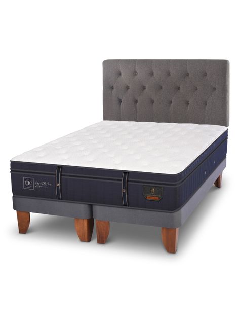 Cama Europea Grand Premium 2 Plazas Base Dividida + Respaldo Kavery-0