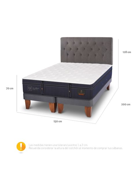 Cama Europea Grand Premium 2 Plazas Base Dividida + Respaldo Kavery-1