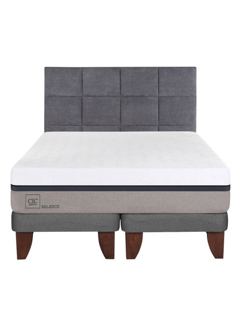Cama Europea Balance 2 Plazas Base Dividida + Respaldo Tamesis-1