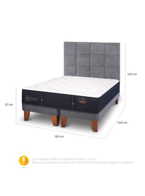Cama Europea Premium 2 Plazas Base Dividida + Respaldo Tamesis-1