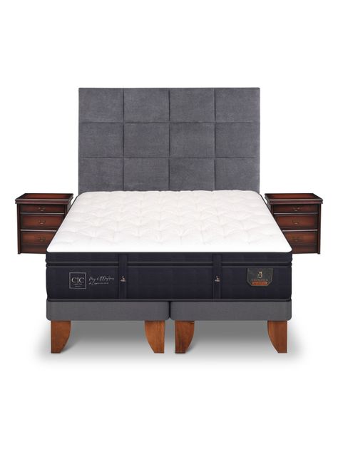 Cama Europea Super Premium 2 Plazas Base Dividida Tamesis + Set Muebles-2