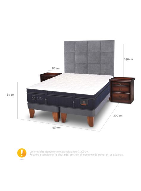 Cama Europea Super Premium 2 Plazas Base Dividida Tamesis + Set Muebles-1