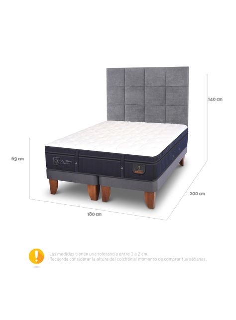 Cama Europea Super Premium King + Respaldo Tamesis-1