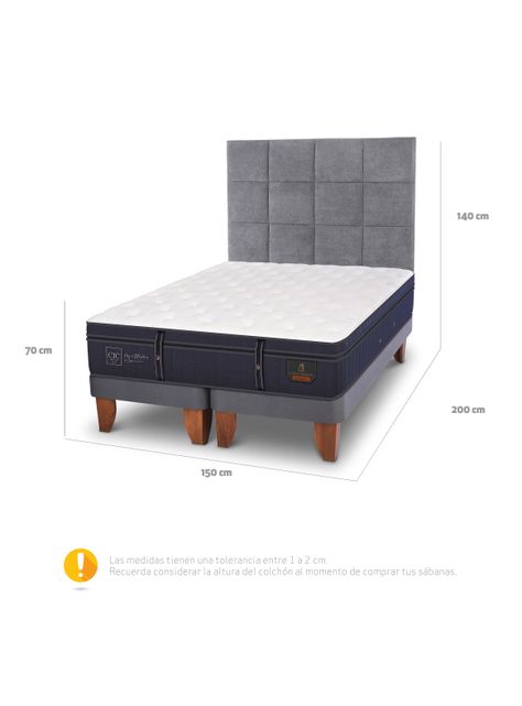 Cama Europea Grand Premium 2 Plazas Base Dividida + Respaldo Tamesis-1