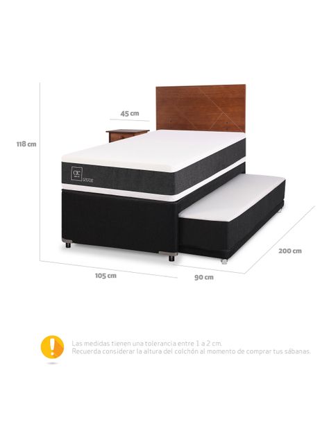 Diván New Ortopedic Black 1.5 + Set Muebles New Villarrica-1