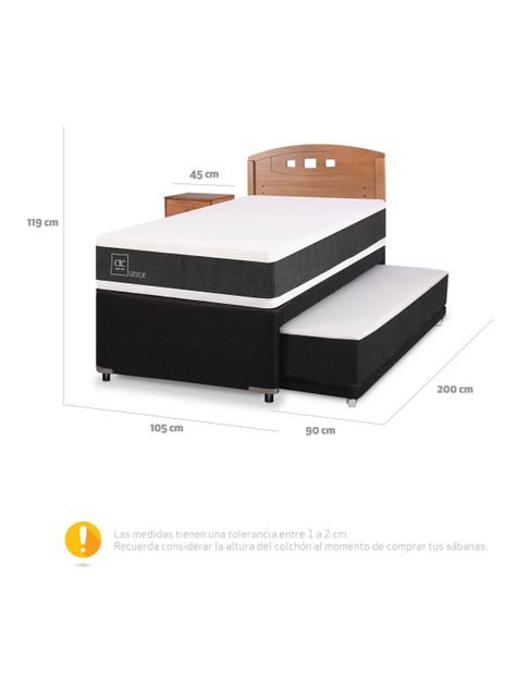 Diván Cama New Ortopedic Black 1.5 + Set Muebles New Gales-1