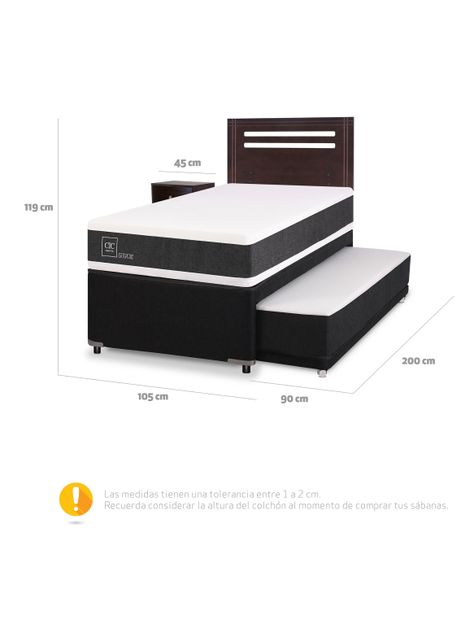 Diván Cama New Ortopedic Black 1.5 + Set Muebles New Munich-1