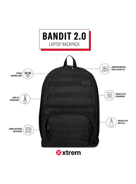 Mochila Notebook Bandit 2.0 5Xt Negro 16"-1