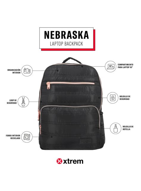 Mochila Notebook Nebraska 5Xt Negro/Rose Gold 16"-4
