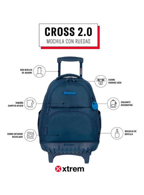 Mochila Con Ruedas Cross 2.0 5Xt Azul Marino-4