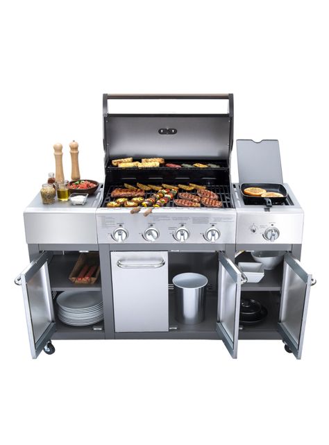Parrilla a Gas Buffalo 4 Quemadores + Quemador Lateral-2