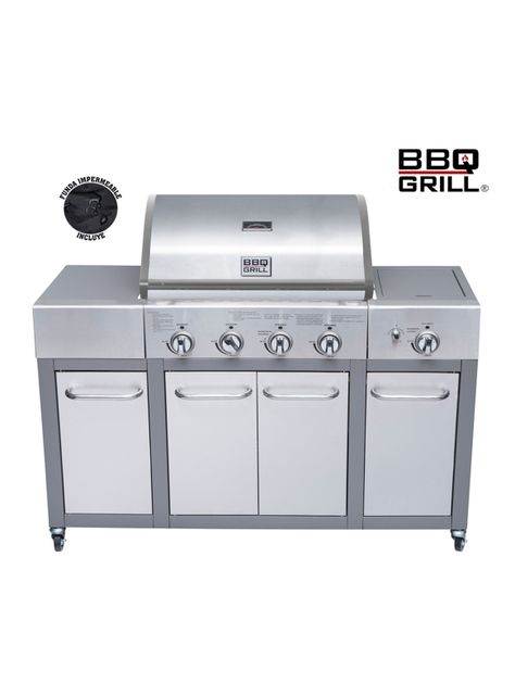 Parrilla a Gas Buffalo 4 Quemadores + Quemador Lateral-0