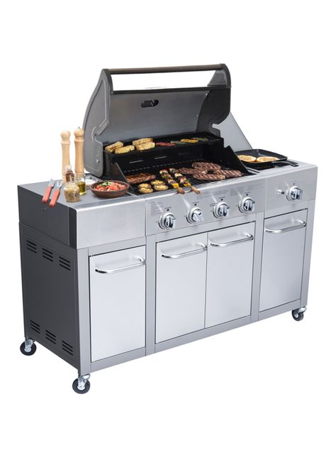 Parrilla a Gas Buffalo 4 Quemadores + Quemador Lateral-1