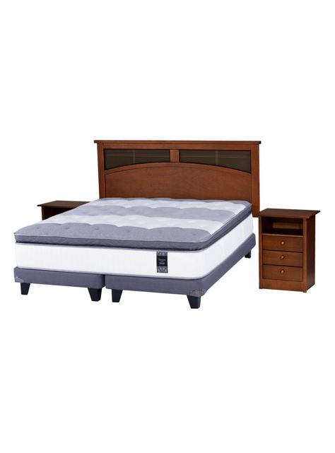 Cama Europea Grafito Titanium New 2 Plazas Box Base Dividida + Set Castell-0