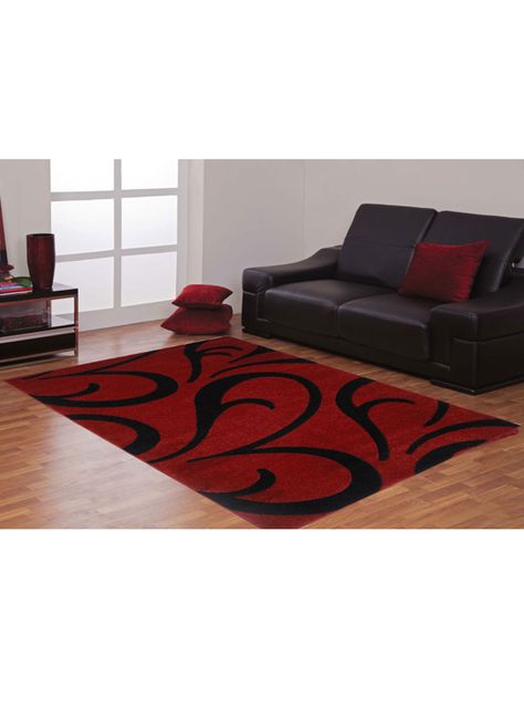 Alfombra Carved 133x180 cm Rojo Negro-2