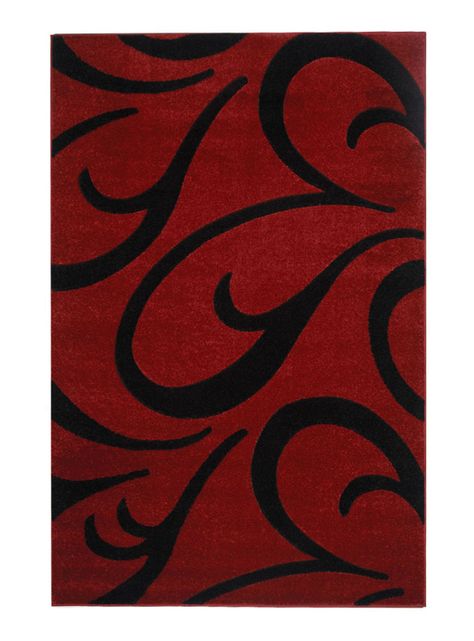 Alfombra Carved 133x180 cm Rojo Negro-0