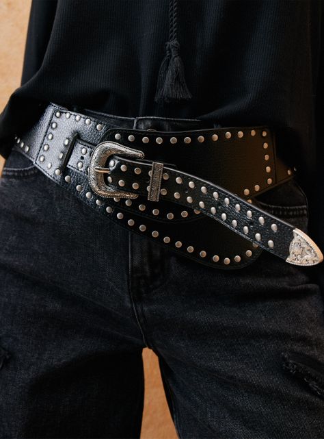 Cinturón Cuero Western Tachas Cuero-2