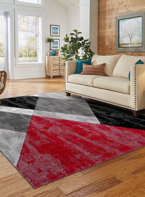 Alfombra Carved 133x180 cm Rojo Rombos-2
