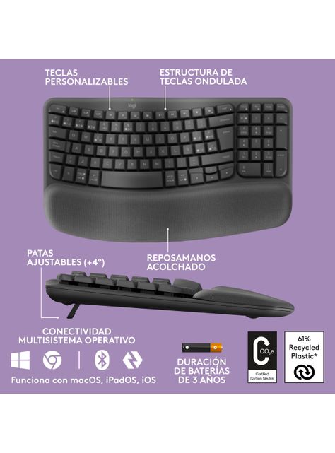 Teclado Ergonómico Inalámbrico Wave Keys-6