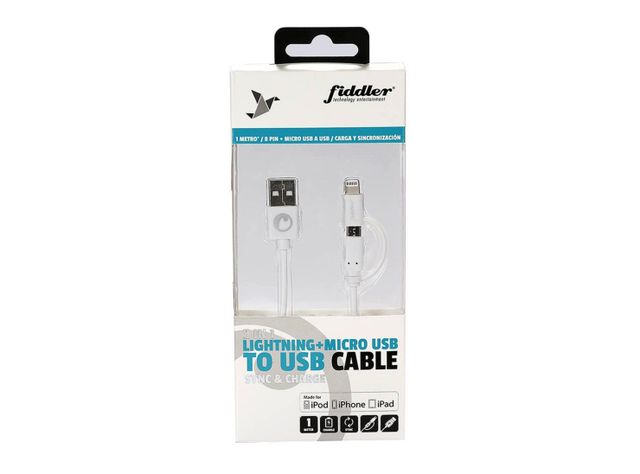 Cable 2 en 1 Iphone Micro Usb Fiddler-1