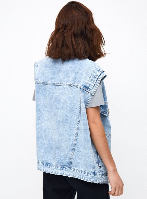Chaqueta Denim sin Mangas Oversized-1