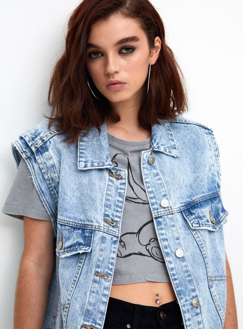 Chaqueta Denim sin Mangas Oversized-2
