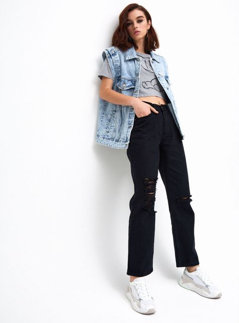 Chaqueta Denim sin Mangas Oversized-3