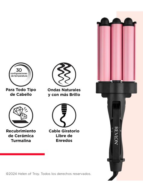 Ondulador de Pelo 3 Barriles Jumbo RVIR3056LA2 Rosa-5