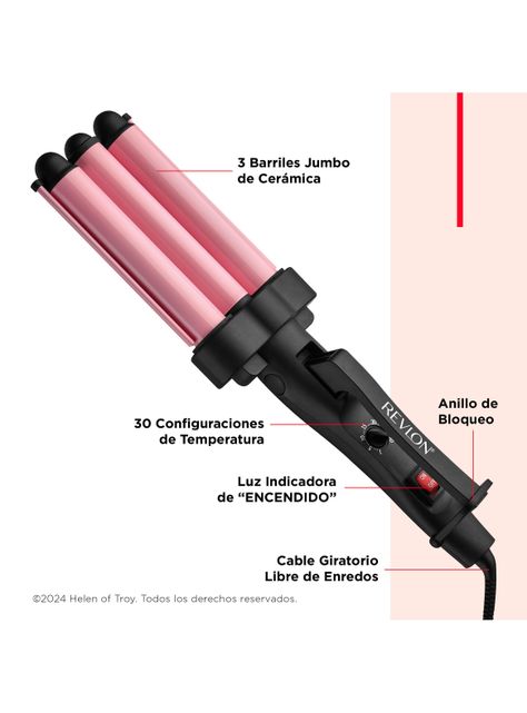 Ondulador de Pelo 3 Barriles Jumbo RVIR3056LA2 Rosa-3