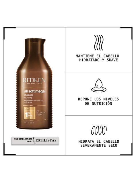 Shampoo Nutritivo Cabello Seco y Quebradizo All Soft Mega 300ml-1