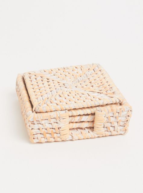Set 4 Posavasos Ratán 12 x 12 cm-0