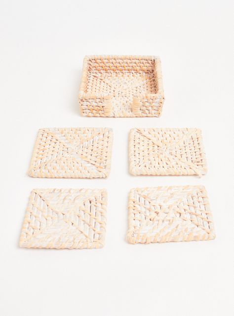 Set 4 Posavasos Ratán 12 x 12 cm-1
