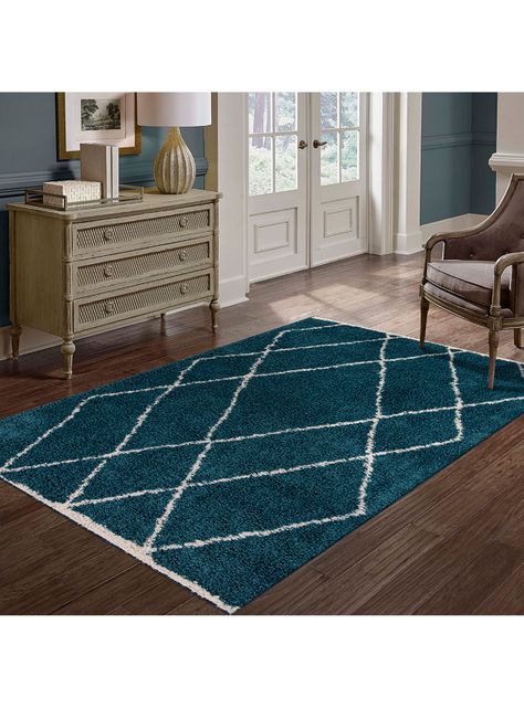 Alfombra Shaggy Guiza 170x230 cm Turquesa-1